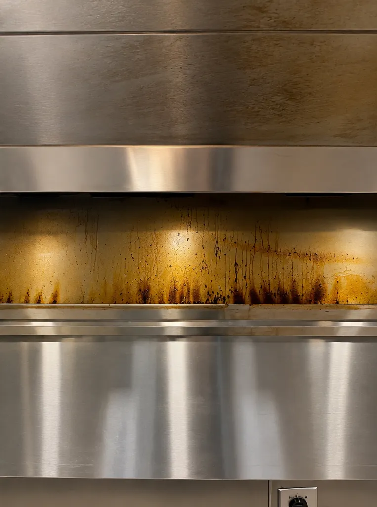 Before: restaurant kitchen exhaust hood cleaned by B&H